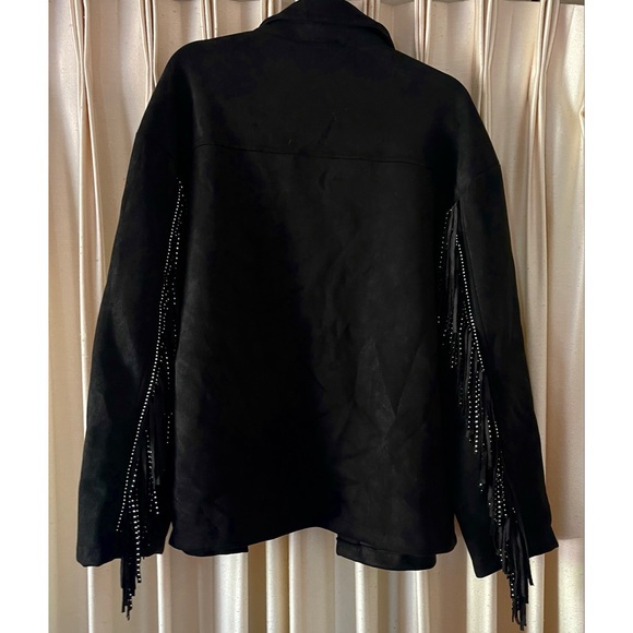 New Sweet Rain Black Country Western Jacket with Fringe and Studded Details L - Picture 2 of 4